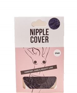 3Pieces Pack Lace Nipple Cover UW300012 BLACK